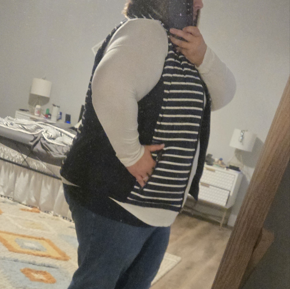 20. Maurices navy and cream stripe vest - Picture 5 of 7